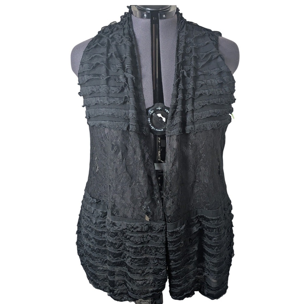 Y2K Mod'land Paris Sleeveless Tiered Black Cardigan 3X